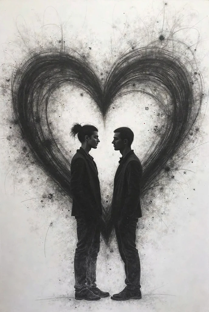 White silhouette of two men holding hands automatically
