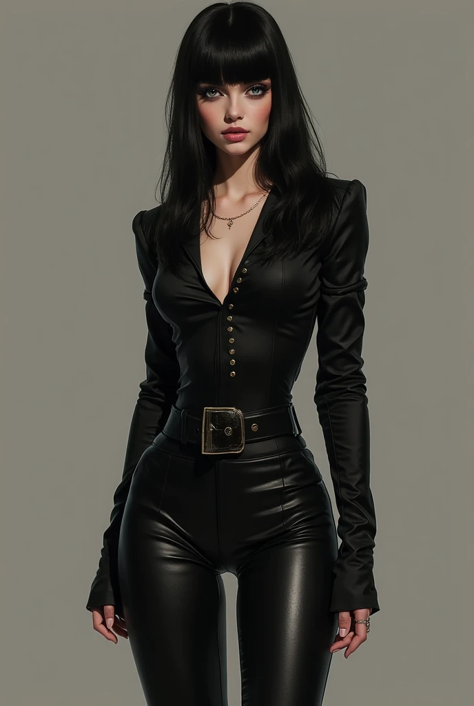Professional full-length photo, betterе высшее quality, Super detailed, (betterе quality, 4K, 8 k, A high resolution, masterpiece:1.2), (glowing skin:1.5), Detailed red eyes, black eyeliner, Black Shadows, makeup, Gorgeous sexy 20 year old Mayumi Saegusa, black long hair, sharp chin line, big breasts, Cropped green jacket, long sleeves, leather bodycon dress, black tie, Tights, Black long boots, standing, at night, в легкой дождливой at night, fog, Natural lip color, dark red lipstick, (sexy pose), smile, Highly detailed face and skin textures, (masterpiece:1.5), realistic, (better_quality:1.5), (((hips))) ultra detailed, (realistic,photorealistic,photo-realistic:1.37), sensual beauty, dark colors, whole body pose