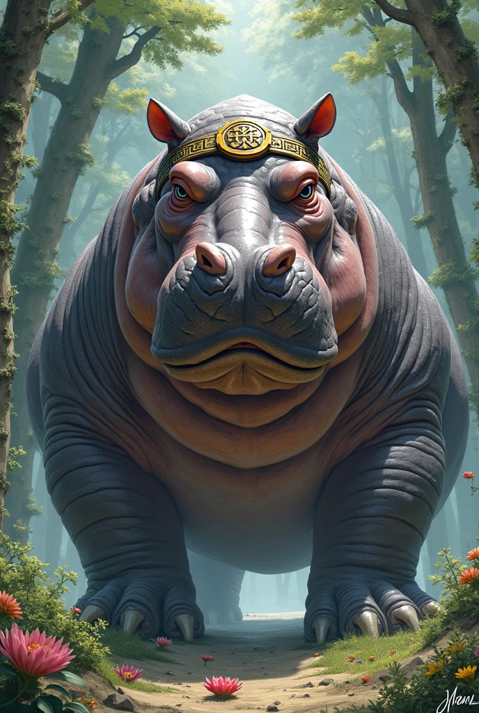 (Obese, Overweight, male, anthro, hippo), nude, fundoshi, big bulge, neon green eyes, by shiuk,Dark night, glowing plants illuminate the forest by a serene lake, reflections dancing on the water surface, moonlight filtering through the canopy, bioluminescence, mysterious ambiance, long exposure photography, ultra fine details