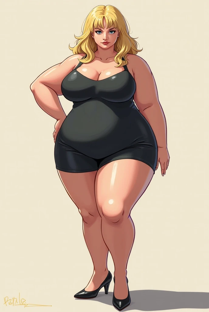 Score_9, score_8_up, score_7_up, source_anime, 1girl, solo, bbw, outdoors, pale, mature female, milf, wearing polkadot bikini, green eyes, blonde hair, crotch, thighs, standing, panties, legs spread, full body,