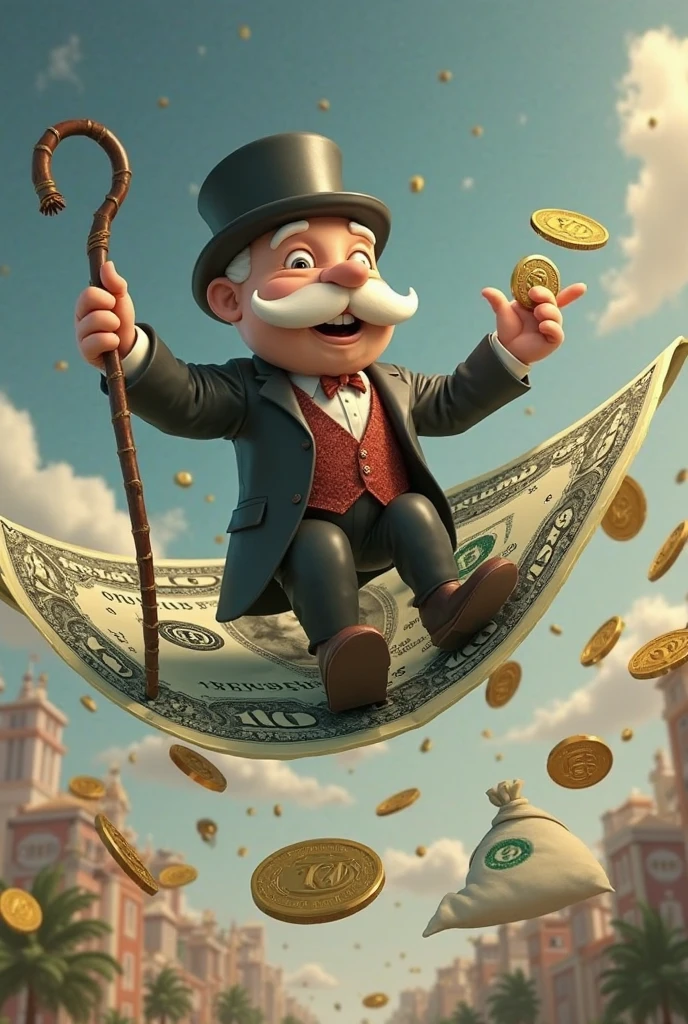 Uncle Scrooge sitting on money smoking