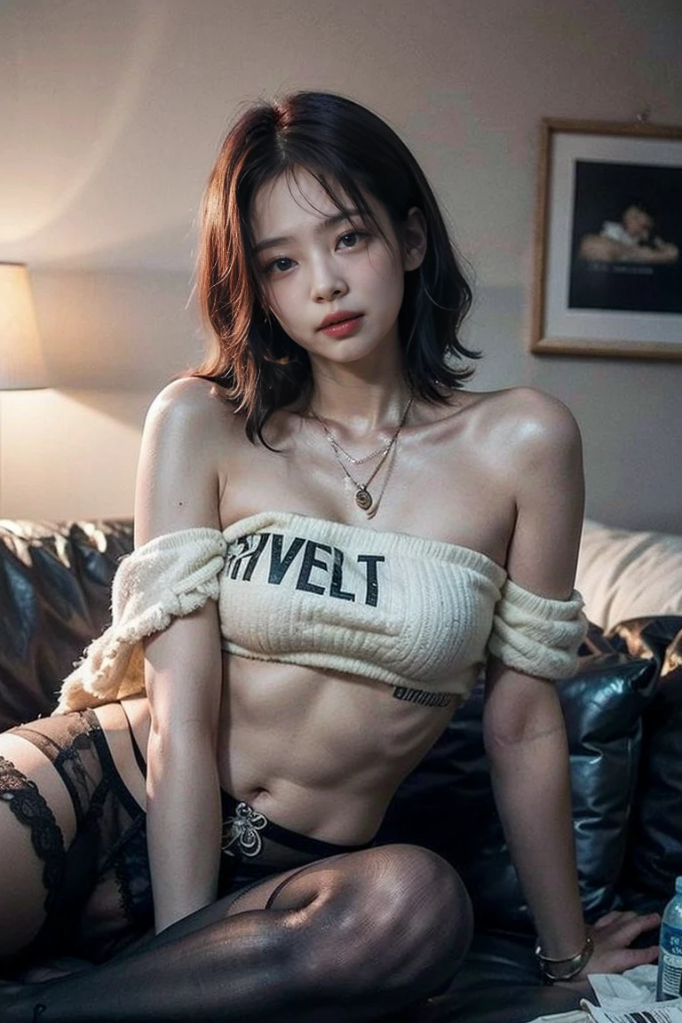 A closeup of a woman in a black and white bikini top, bralette, jennie blackpink, her belly button is exposed, 2 modelo feminino de 4 anos, imagem vazada, beautiful chinese model, tiny black bra, look sexy, coreana, roupas abertas no peito, 18 anos de idade, sexy :8, tirada em 2 0 2 0, Xintong Chen