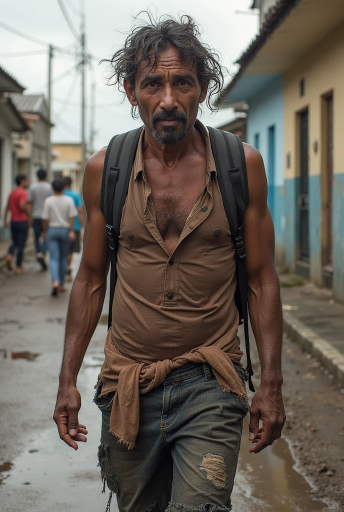 
Normal shirtless hairy virile worker. working in the favela of Rio de Janeiro as mason