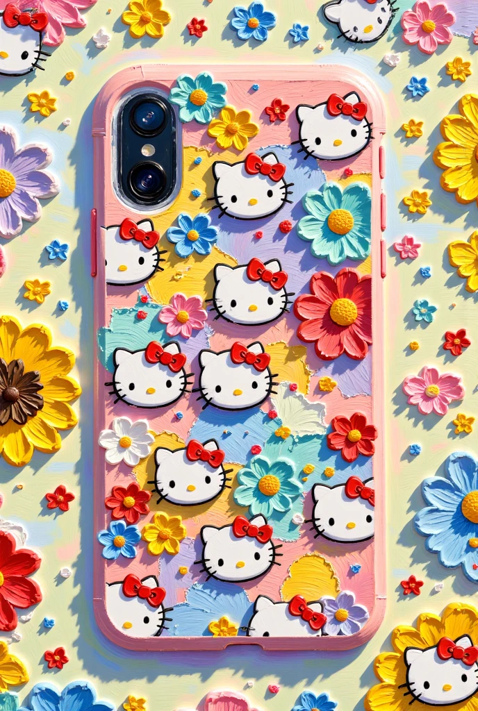 iPhone 15pro case covered in hello Kitty stickers, 4K, 