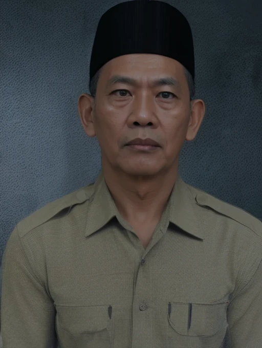 cartoon Caricature 3d of a man with a hat Traditional Indonesian, HDR plus, full ultra HD detail. Portrait, realistic cartoon, cartoon art, Indonesian
