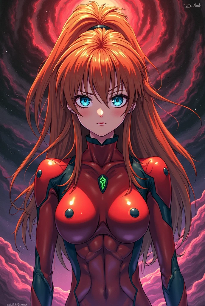 (8k, best qualityer, work of art:1.2), ultra detali, work of art, realistic lighting,work of art, best qualityer, work of art, offcial art,extremely detailed CG unity 8k wallpaper,beautiful detailed eyes, light on the face, 1 girl, 明日香,trunk, breastsout, pilot_Suit, plugSuit, rot_jaket, Windbreaker, mitts, dressing, body hair_ornament, clamp,  