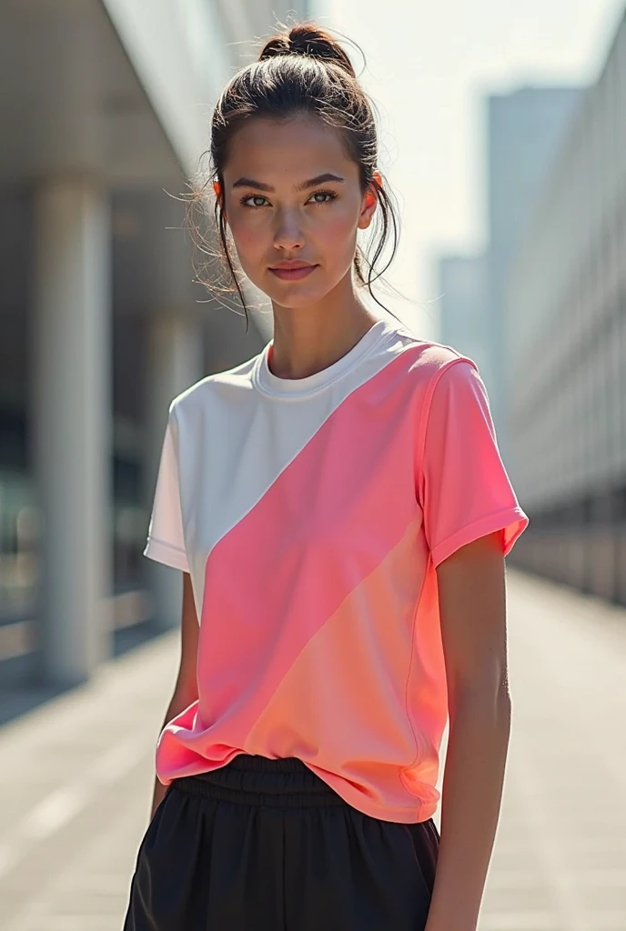  high quality random  paparazzi shot  (GalGadot  , housewife , mother, slim fit figure, flat breast , random angle, broad shoulders ) walking alone,beach side jogging street, sweaty ,tired, oily skin, random erotic photograph , she is wearing a multicolored lose big  tshirt , random move ,seductive, tired woman  ( depth of field, insanely detailed skin texture, ultra  detailed face, hyper detailed features )