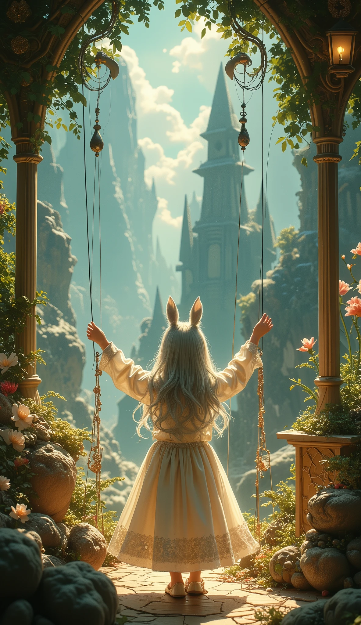 String puppet, puppet show, fairy tale final fantasy, adventures of Viera girl,