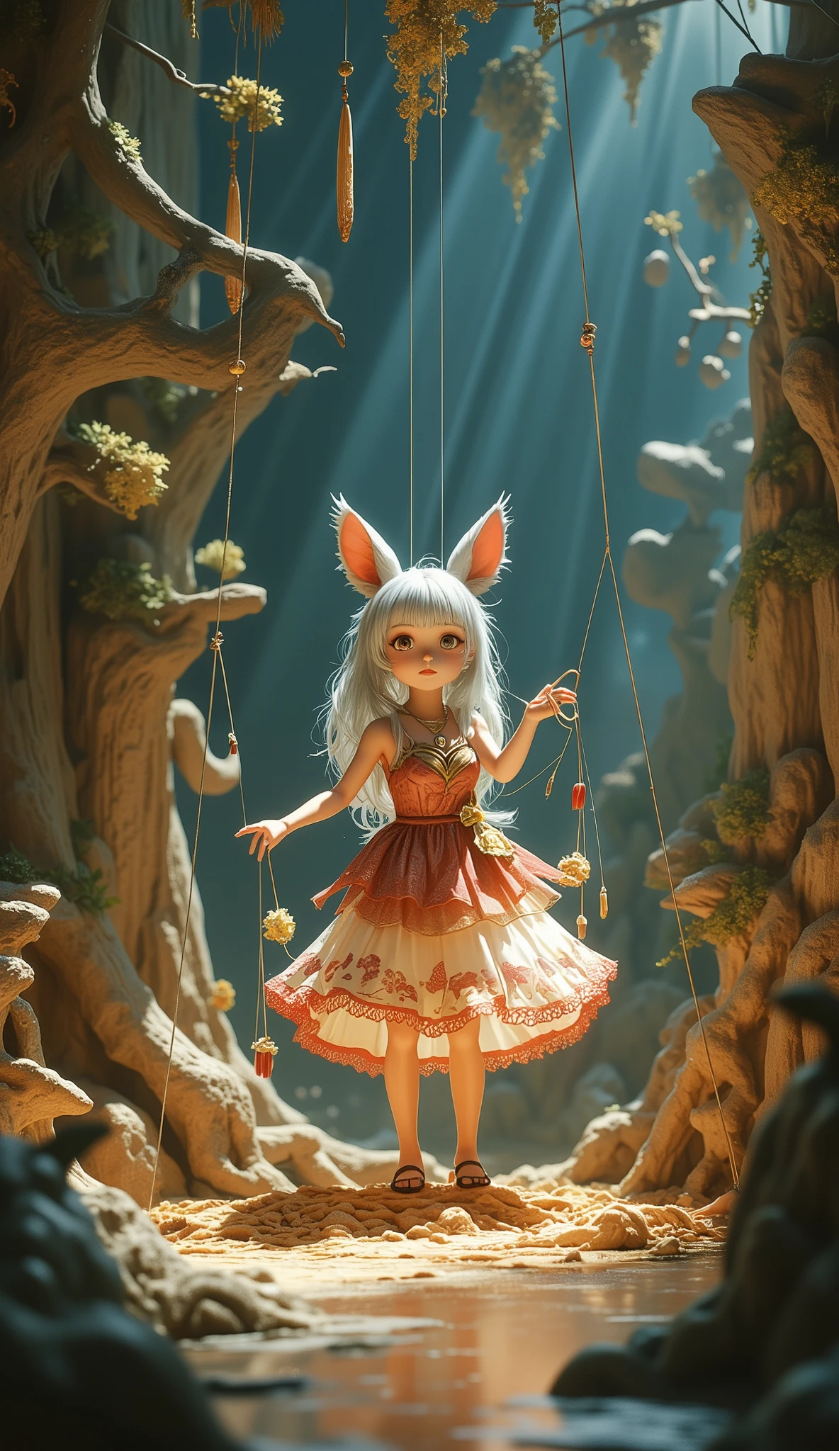 String puppet, puppet show, fairy tale final fantasy, adventures of Viera girl,