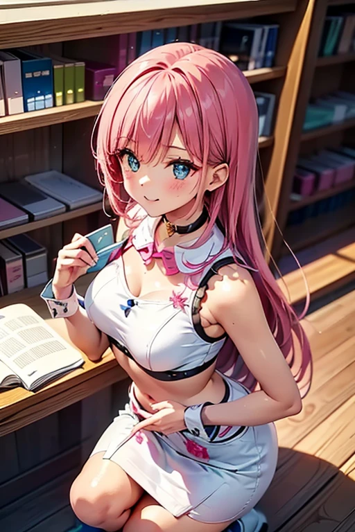 (((masterpiece, Highest quality, High resolution, 超High resolution, Pixel Perfect, Written boundary depth, 4K, About RTTX10.0))), Beautiful anime woman, Beautiful art style, Anime characters, ((Smooth texture, Againalistic texture, Anime CG Style)), Exact finger count、Exact number of legs、(Exact number of arms:1.0, Exact number of hands:1.0), (Perfect hands, Perfect Anatomy), Cinematic, Againalistic, Extremely detailed CG, Daytime lighting, Perfect lighting, Best Shadow, The best natural light, whole body, whole body, ((Again:Starting Life in Another World from Zero),(Againm)), ((She is showing her panties in her hands:1.3)), ((Sexy and cute panties, (Stylish shiny satin pink panties:1.2), Lace panties:1):1.3), (Beautiful and very large breasts:1.2), (Feeling embarrassed, (blush:1.2), (Embarrassed look:1.5), (library:1.5), Angle from the front, holding panties, Panties as a gift
