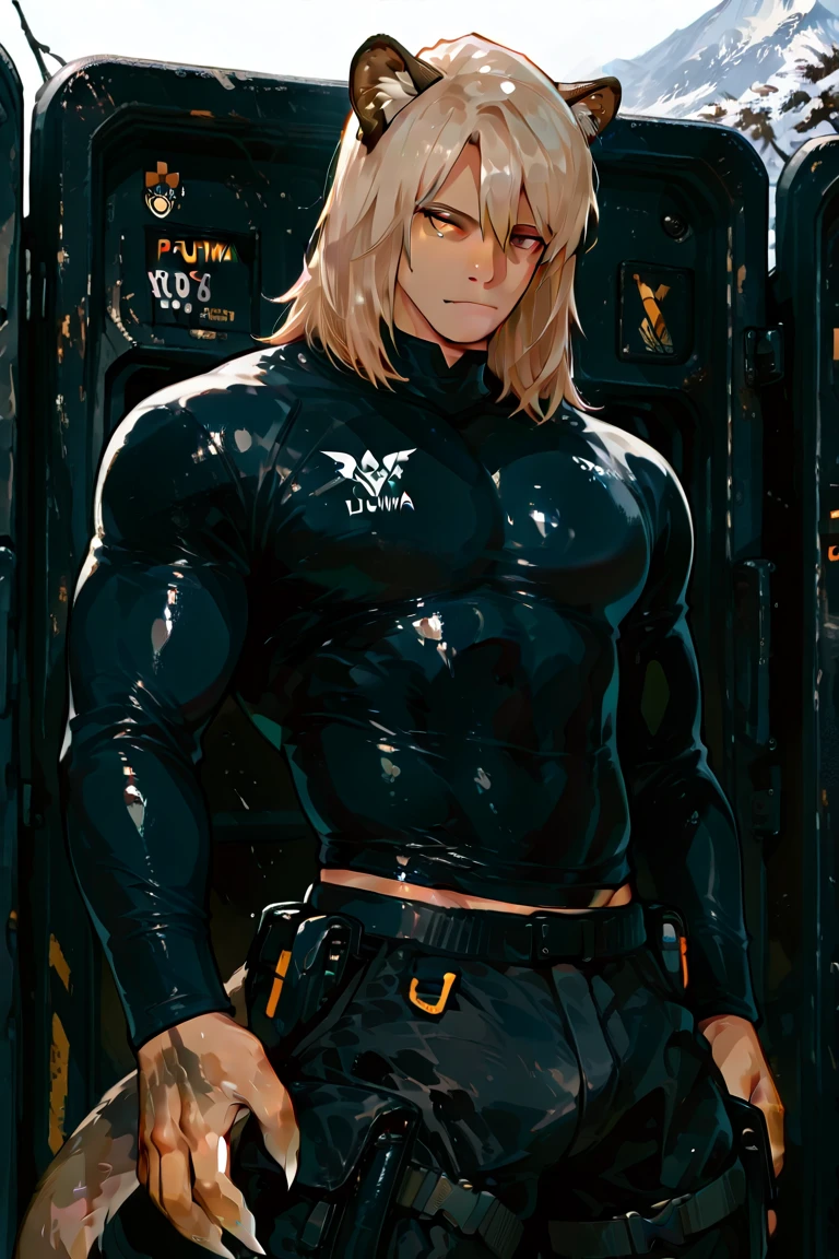 I am a young attractive man with shoulder length blonde hair. My eyebrows are the same color as my hair. I also have pale blue eyes that look like ice. I dress in clothes that fit my athletic frame, nothing too tight or too baggy. And of course I have a sly yet confident smile.