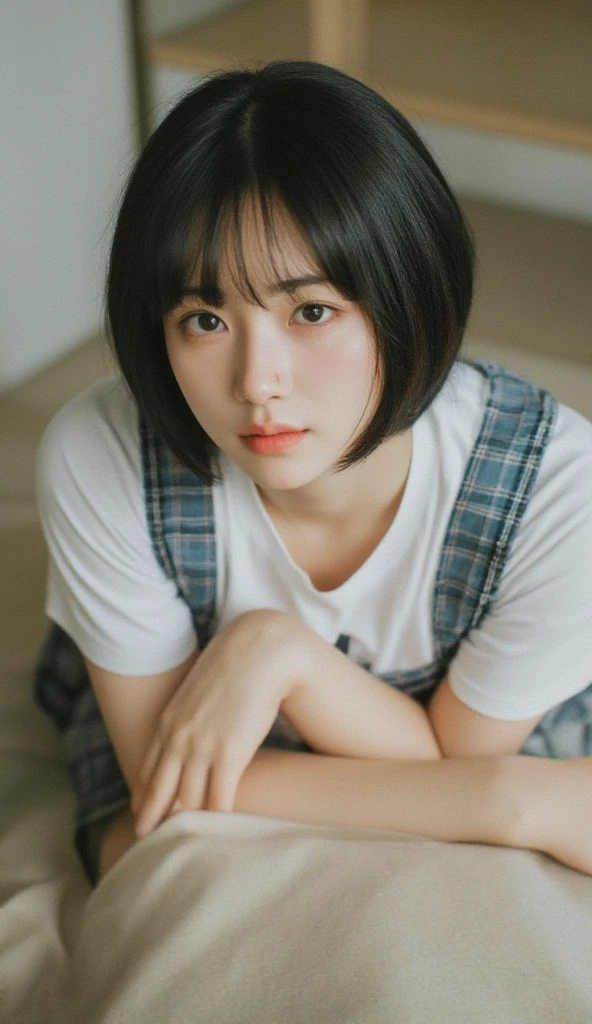 japanese woman、troubled face、Shake your head、beautiful limbs、short hair、8K quality、masterpiece