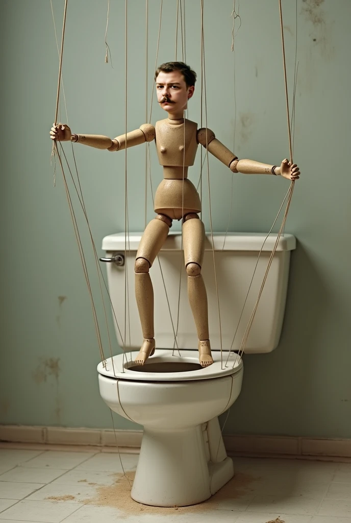Make a white marble statue of a man with a penis
