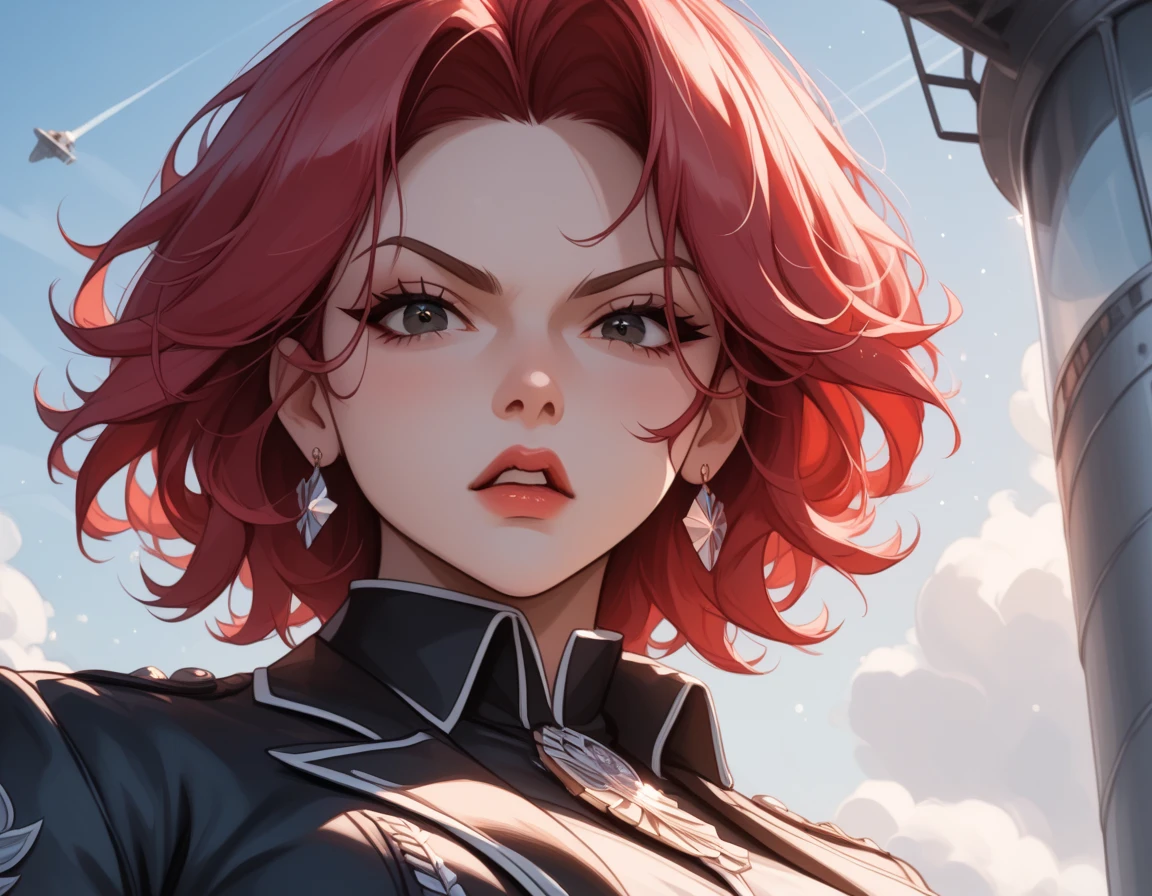 Man. Cherry red hair. Blue eyes. Plump lips. Smooth and straight nose. 28 years. Mercenary. Fantasy. High Quality, High Definition, Masterpiece.