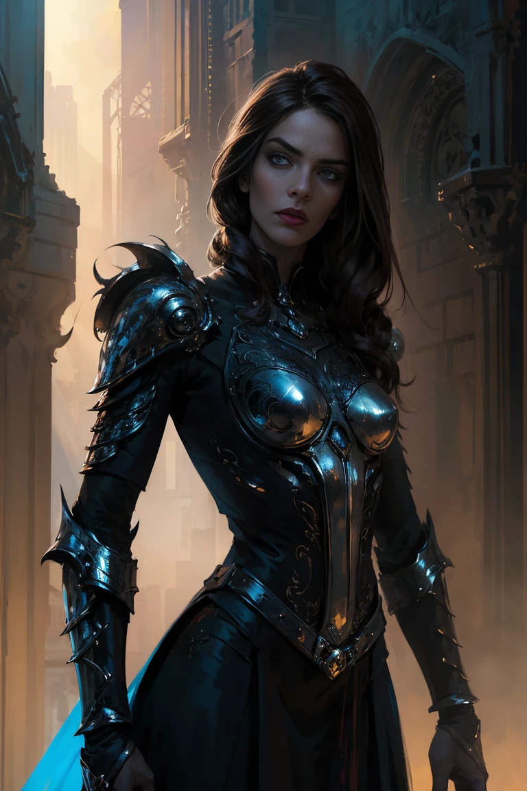 score_9, score_8_up, score_7_up,  (((Solo focus))) Design a dark and devious female fantasy character.  best quality, extremely beautiful, beautiful face, long wavy dark hair, (Woman dark : 1.2), (Black skin : 1.2), (Shiny skin : 1.5), big breasts,Solo focus.  1girl.  Sexy and sinister female.  Large bust.  Wide hips.  Sexy appeal.  Design a dark and intriguing female fantasy character for a gloomy and eerie fantasy setting.  She looks like an anti-hero or a villain.  She has a devious and dreadful look about her.  She wears black leather and wears dark medieval fantasy attire.  She seems dangerous and sly.  She has a lot of charisma and personality. dark fantasy attire, dark atmosphere, photorealistic depiction, 4K resolution. fantasy attire, dark atmosphere, photorealistic depiction, 4K resolution. trending on Artstation, digital art, unreal engine, 8k, ultra HD, centered image, solo focus, unreal engine, sharp focus, dappled lighting, (backlighting:0.7), film grain, photographed on a Sony A7R IV, 18mm F/1.7 cine lens 