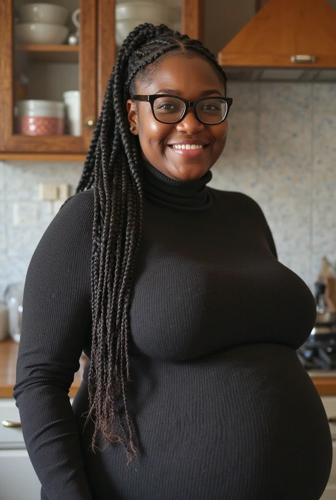 Roxanne Hancock, her name is Shaniqua, she is a chef, high quality, 1 old woman, ((50-year-old pear shaped body black woman)), ((50 years old)), (((pear shaped body 1.9))), (thick thighs), ((wrinkled body)), ((((old body)))), ((short curly hair)), (she is wearing a chef outfit), (no make up), POSE: standing, BACKGROUND: indoor: kitchen ((realistic hands))