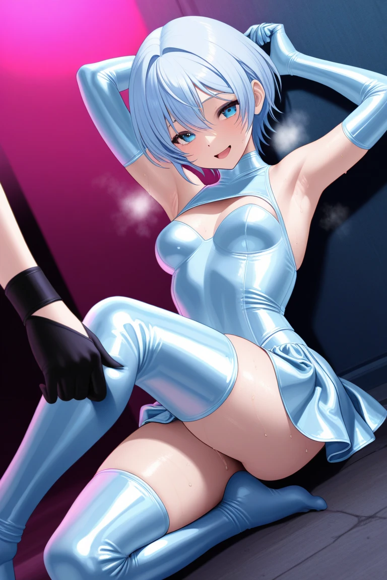 {nsfw ami mizuno},finely detail, beautiful detailed eyes, ultra detailed, evil succubus ami mizuno, dark-skinned female, corruption, succubus, pubic tattoo, dark aura, full body
1girl, full body,(evil fall ami mizuno)++++++,((1girl, solo female, solo, solo focus))+++++++, 1girl, solo female, mature female, standing, full body, evil, dark persona, bad end, contrapposto, villain, dark heroine,
lips, eyelashes, pubic hair, innie , evil grin, evil smile, sadistic, erotic lips, seductive eyes, drooping eyes, provocative expression, small breasts, erect nipples visible through clothing, areolae, licking, after act, piercing, erect nipples visible through clothing, collarbone, veins on body, blue hair, blue eyes, short hair, beautiful detailed eyes,
between labia, skin tight, fingerless_gloves, ,extremely shiny black magical girl costume, pink neon trim, extremely wrinkled magical girl costume, extremely shiny puffy magical girl costume, frill, extremely transparent skirts, evil smile, black PVC vinyl panties,
(pirate clothe:1.5), indifference,(bare shoulders:1.5),(under boobs:1.2),collarbone, (beautiful detailed background:1.2),(victorian city skyline:1), (rooftop:1),best quality, (beautiful lighting:1),