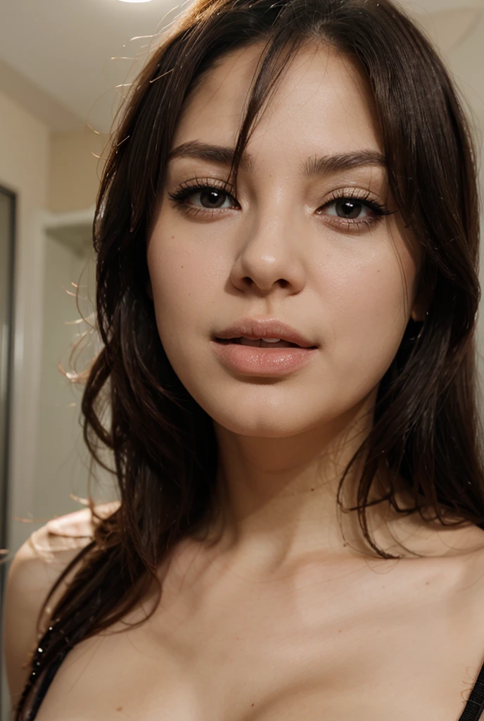 a 20 yo woman, brune, yeux claire, tetas grandes, Face uncovered, cute, attractive, getting fucked