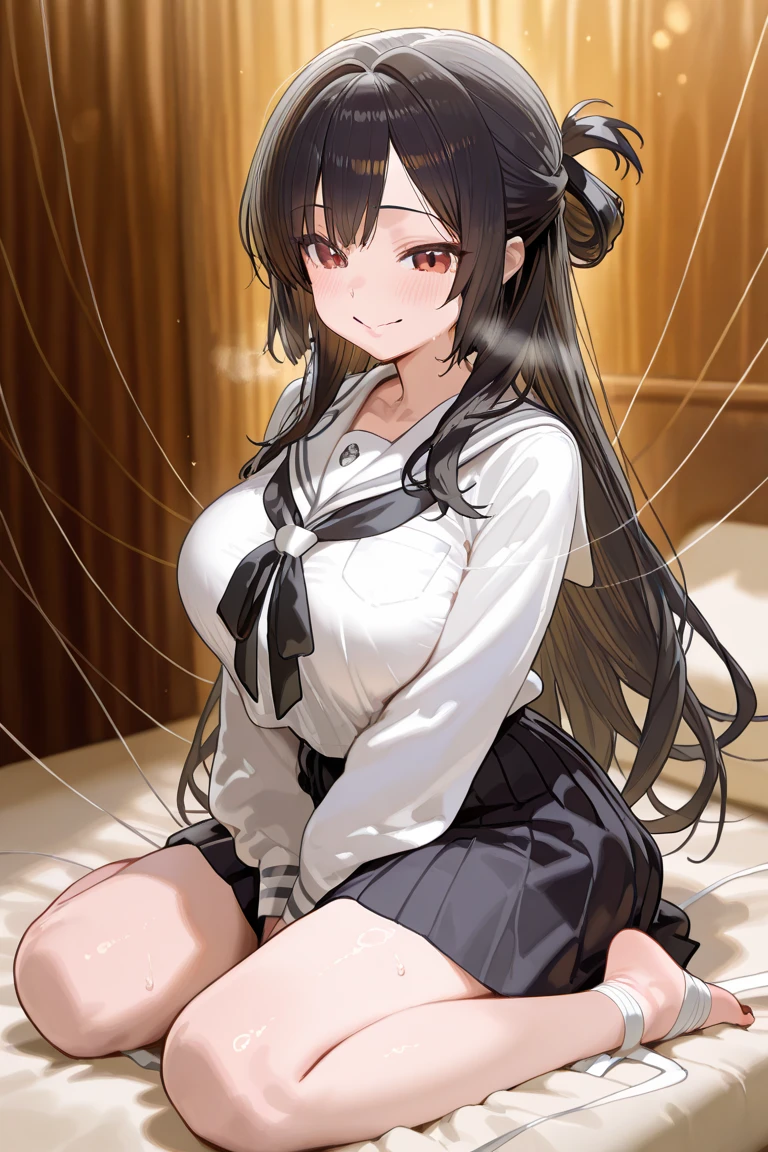petite short stature、Colossal tits、anime woman、Twin-tailed(White shirt、校服、a miniskirt)petite short stature、Whip whip、thighs thighs thighs thighs、(Angry face、Zito-order、Open mouth)