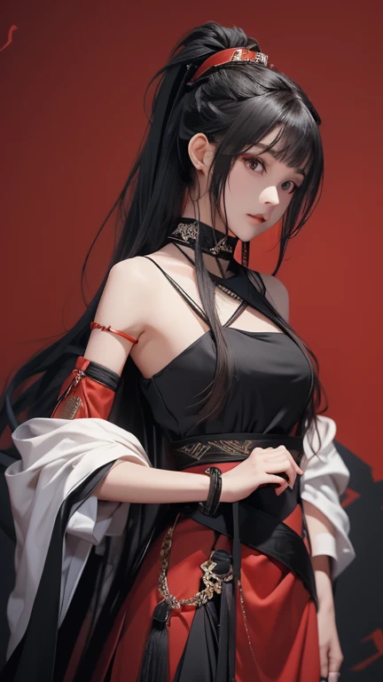 Long straight black hair, flat chest, hairpin, hairpin, Chinese imperial concubine&#39;s clothing, embroidered shoes, lying in a Chinese palace