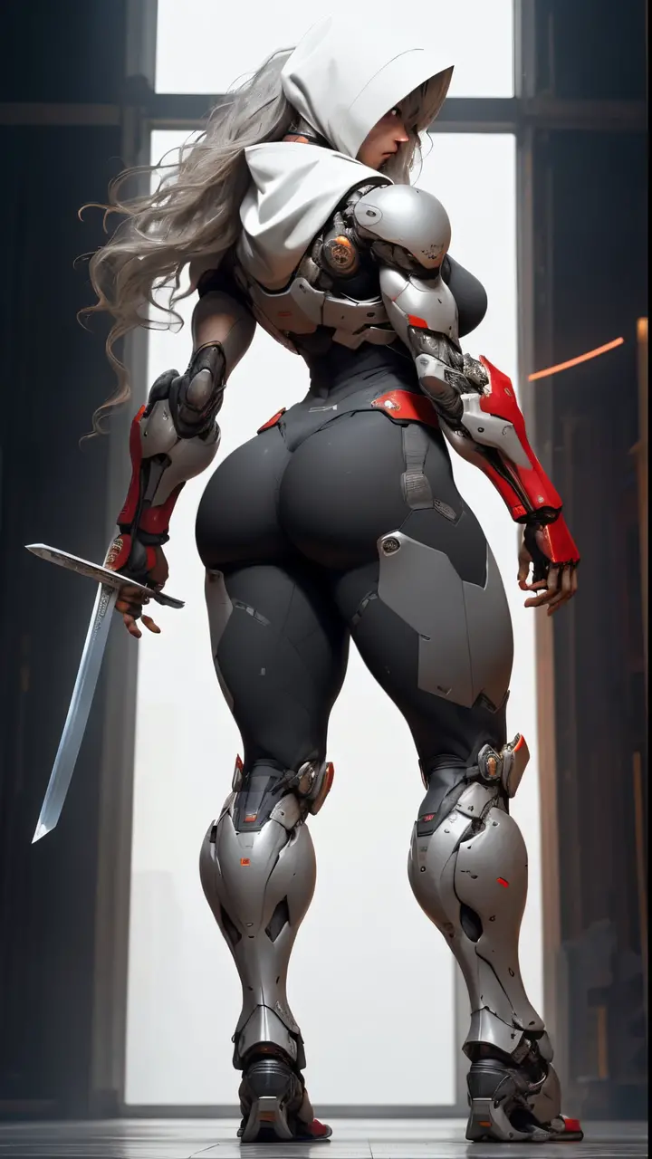 ((Masterpiece, plain background:1,2, masterpiece)) full body standing whitish bikini barefoot barehand together holding her knockers, cleavage, leather corset, long red messy hair, (((in the motel room))), (muscular ass), (thin waist), (very horny), full body photo (grey eyes:1.5) grey hair, hair between eyes, long hair