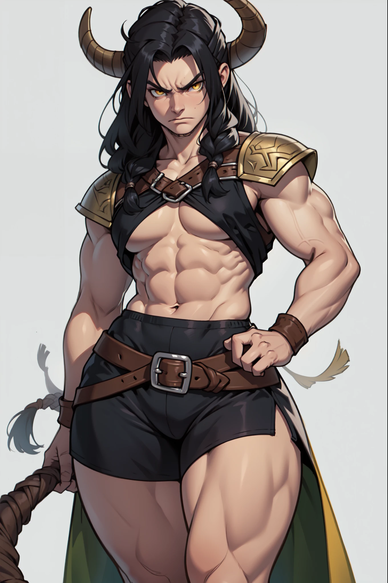 (man:1.5),1 man,male, muscle, (1boy:1.3), muscle, pectoral, muscular,Mature man,
panther man from ancient Egypt,(((panther man,panther male warrior,panther-man))),(macho man:1.2),
(((panther ears,panther ears on head,big panther ears))),(large pectoral:1.4,),(((absurdly long unkept hair,dark hair,black hair,very long hair,voluminous hair,Thick hair,Dense hair,long hair,colored inner hair))),(((blue_eyes:1.3))),intricate eyes,beautiful detailed eyes,symmetrical eyes,(((lustrous skin:1.5,tanned skin,bright skin: 1.5,skin tanned,shiny skin,very shiny skin,shiny body))),((exaggerated muscles,exaggerated shoulders,very muscular and huge)),man chest,handsome face,((((muscular,hairy body,muscular man,tall,big biceps,abs,big thighs,broad shoulders,open chest)))),(((detailed face))),(((square jaw))),(ABS)
,(huge stature,tall stature),
barbarian,viking,nsfw,
(((metal armor:1.5))),((bulge in loincloth)),(wearing a barbarian outfit:1.3,barbarian clothes),((furry fur on his shoulders)), ((((blue war paint all over his body)))),((wet clothes,intricate outfit,intricate clothes)),tribal,
dynamic pose,looking at viewer,angry,centered,scale to fit dimensions,Rule of thirds,
outdoors,(egyptian desert,egyptian desert background,pyramids in the background),scenery,extremely scenery,clouds,Egypt style,palms,(sunset, golden hour),
(Glossy Egyptian ornaments),highres,sharp focus,(ultra detailed,extremely detailed),(photorealistic artwork:1.37),(extremely detailed CG unity 8k wallpaper),(((vibrant colors,vibrant theme))),(intricate),(masterpiece),(best quality),artistic photography,(photography taken by sldr),(intricate background),perfect rendered face,perfect face details,realistic face,photo realistic,((intricate detail)),(((realism))),
