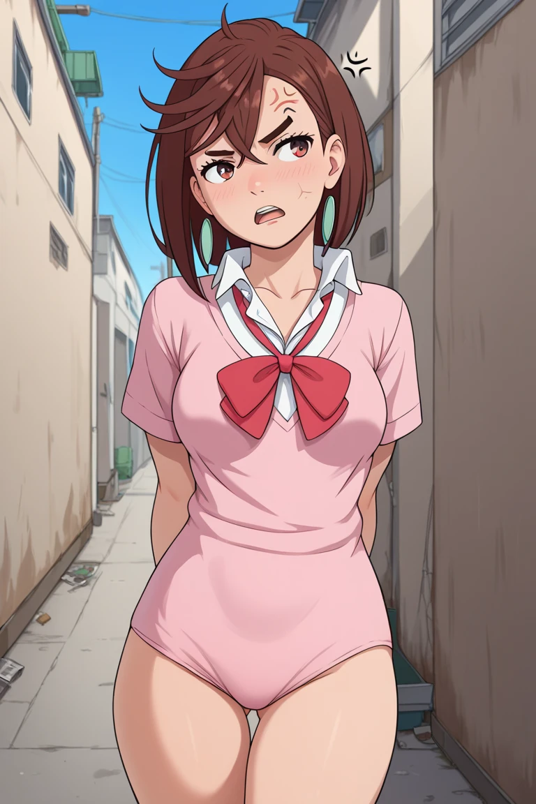 uraraka_ochako boku no hero academia 1girl,solo, thick_eyebrows blush_stickers, brown_hair, brown_eyes, short_hair, sideburns,   masterpiece, expensive quality, very_expensive_solve, big_file size, full color,(completely nude:1.2),pussy,niplles,
