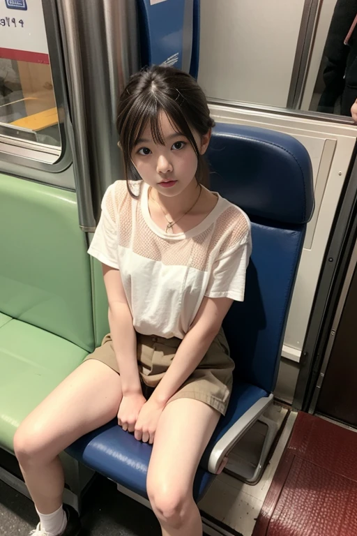 Black Hairの, ponytail, Black Hair,  , Japanese innocent girl, 18-year-old、Spread your legs, smile, Laughter、on the train、close one&#39;s legs, Slime-ified, sit、Panties are visible,4K, Highest quality, High resolution:1.1),Draw the crotch of the white underwear so that it is visible., Skirt flip, Short skirt, burberry check skirt, Panties visible from under the skirt, Ace fabric underwear, 小さなribbonの付いた下着、Small underwear, Brown Loafers、Black shoes、High 、Japanese Sailor Suit、Bra is sheer、Clothes are see-through、白いribbonの付いたパンティー、White blouse、ribbon、Dark blue socks、Panties in full view、The clothes are fluffy, The button on the blouse is undone, Showing off her white panties, You can see cleavage through the blouse, classroom, clinic, bed , Large Breasts、Underhair can be seen through、Nipples are visible through the, The panties look nice, 面積のSmall underwear,, String Panties　, Angle from the feet, Angle from below, Angle looking up from below, Micro lingerie Micro bikini White cotton underwear Crotch Showing crotch White cotton underwear、Focus on the crotch from a low position in the front、I can see the pussy、Masturbation