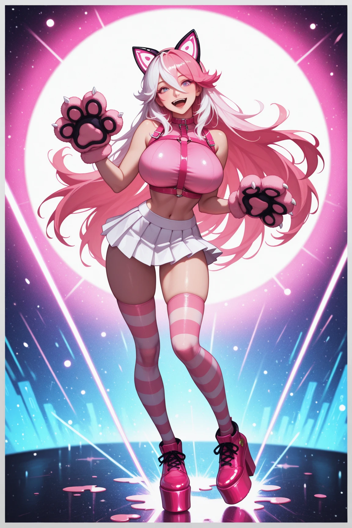 Cute girl, anime character in bunny suit jumping, reisen udongein inaba, bunny girl, bunny leg, anime cover, nyaruko-san, neferpitou, with long floppy rabbit ears, white rabbit, beautiful anime girl squatting, white cat girl, an ahoge stands up on her head, Draw hands better
