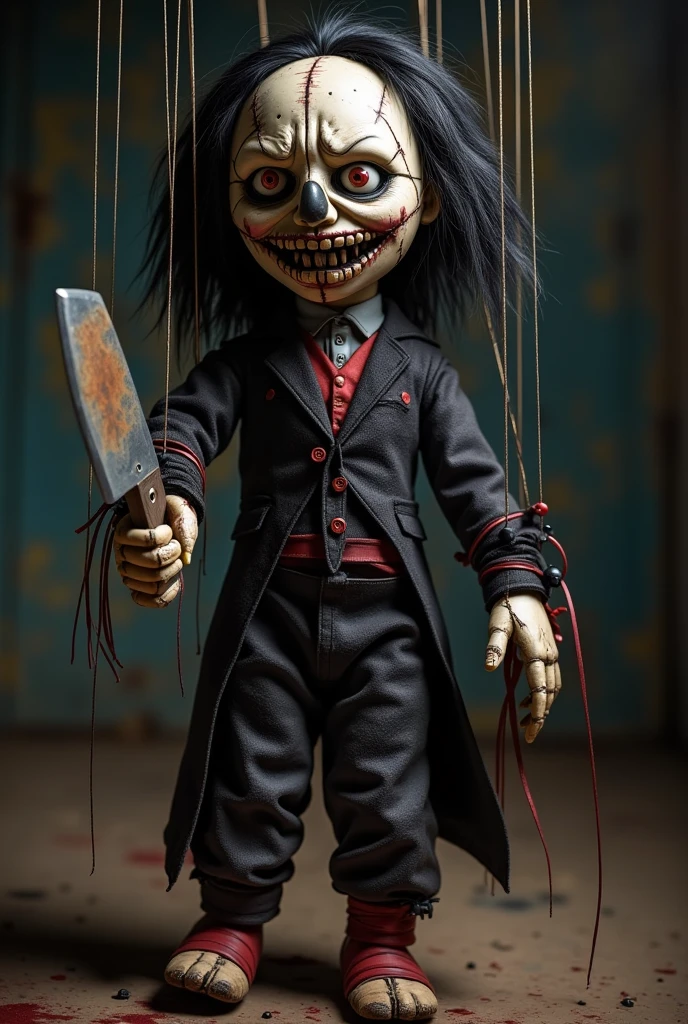 (knitted toy voodoo doll:1.5), (Voodoo Psychopath:1.3), (Clothing: blood-stained clothes with disturbing patterns:1.0), (Accessories: enchanted bloody knife emitting a sinister red glow, floating ghostly faces:1.1), (background: dark, abandoned asylum with flickering lights, eerie screams, and an atmosphere of madness:1.2), best quality, masterpiece, detailed soft oil painting, detailed background, dramatic cinematic lighting, soft edge lighting, professional, dramatic lighting, hard edge lighting, ultra quality, 4k, masterpiece, best quality, 8k, ultra high definition, high resolution, extremely detailed