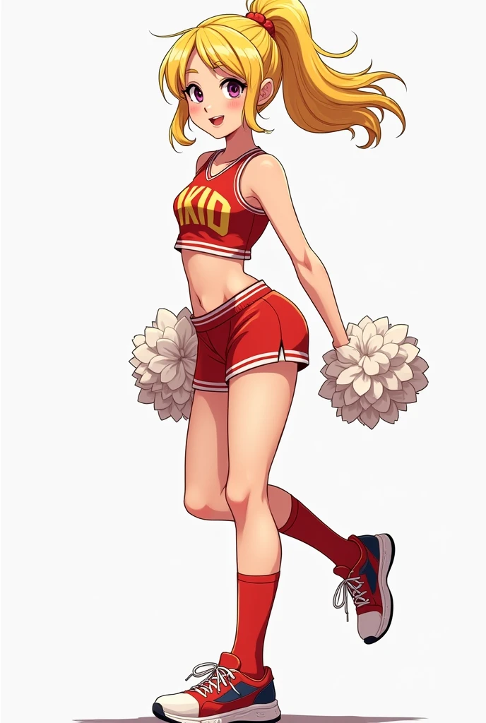 Princess Peach, bible black , large breasts, fully body shot, tight white shirt, tight red skirt, sensual pose, horny