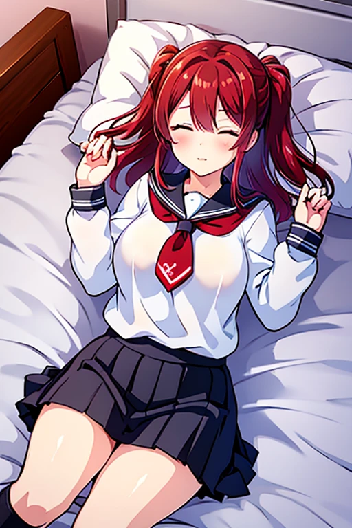 ((((masterpiece、Highest quality、High resolution)、anime)))、Pink Hair、Beautiful small breasts、(Dynamic pose)、looking at the camera、(Beautiful detailed face、Beautiful big eyes)、((One beautiful girl))、Good sensitivity、((Sexy pose))、((Embarrassed face))、Red cheeks、Spread your legs、(((High resolutionフルヌード、High quality hairless pussy、High quality nipples、High resolutionなクリトリス)))、Masturbate on the bed in the bedroom、Wet your pussy with love juice and feel pleasure、(((Blushing with a bitchy expression、Open your mouth)))