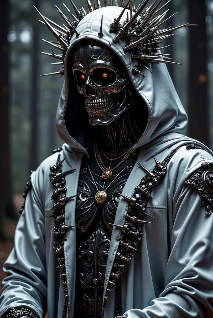 Make a horror themed image: a humanoid paranormal creature that demonstrates attraction and especially terror 