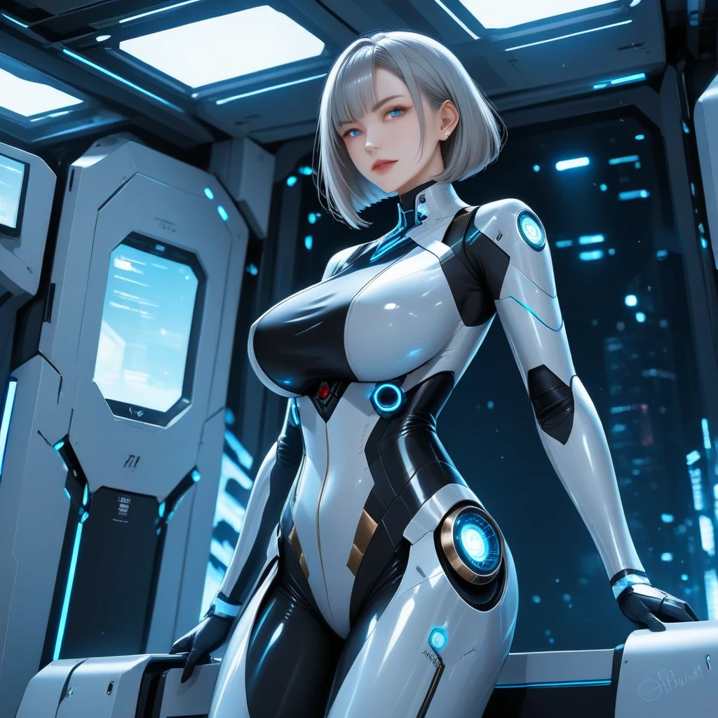 A female robot, white armor, futuristic, sci-fi, high-tech,(ulzzang-6500-v1.1), (idol), (detailed eyes),(detailed facial features),((detailed clothes features)),(8k,RAW photo,best quality,masterpiece:1.2)，
