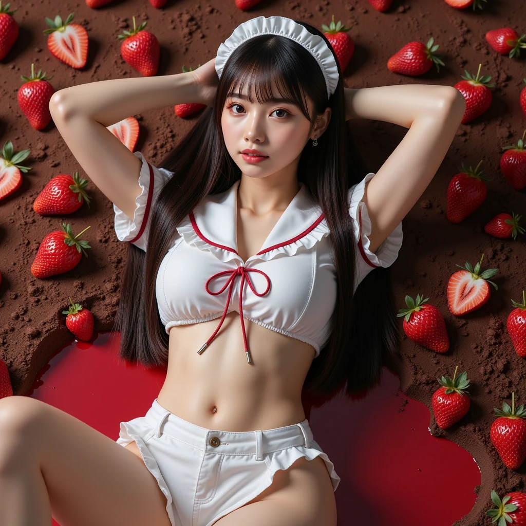 Full Body Portrait:1.4、A bunny girl is photographed from above, lying with her thighs raised on a large silver tray and her knees spread apart.:2.0、Detailed thighs、Detailed crotch、Decorate with lots of fruit and whipped cream:1.6、Casino Background、(Anatomically accurate body structure)、 (Highest quality、4K、8k、High Resolution、masterpiece:1.2)、Super detailed、(Real、Photorealistic、Photorealistic:1.37)、Detailed eyes、Detailed face、gorgeous、elegant、Impression