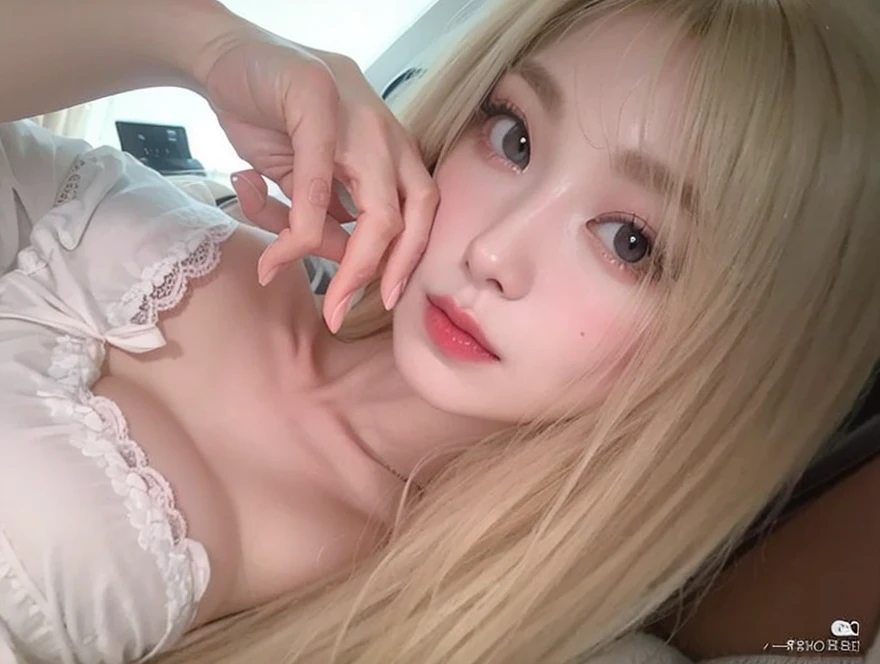 blond woman with big breast taking selfie with phone in bathroom, blonde goddess, ava max, 18 years old, sie boob, anna nikonova aka newmilky, angelawhite, 2 2 years old, cleavage, busty, 1 8 yo, very very pale blond hair, 21 years old, 1 6 years old, blonde, 3/4 bust, jennie blackpink.