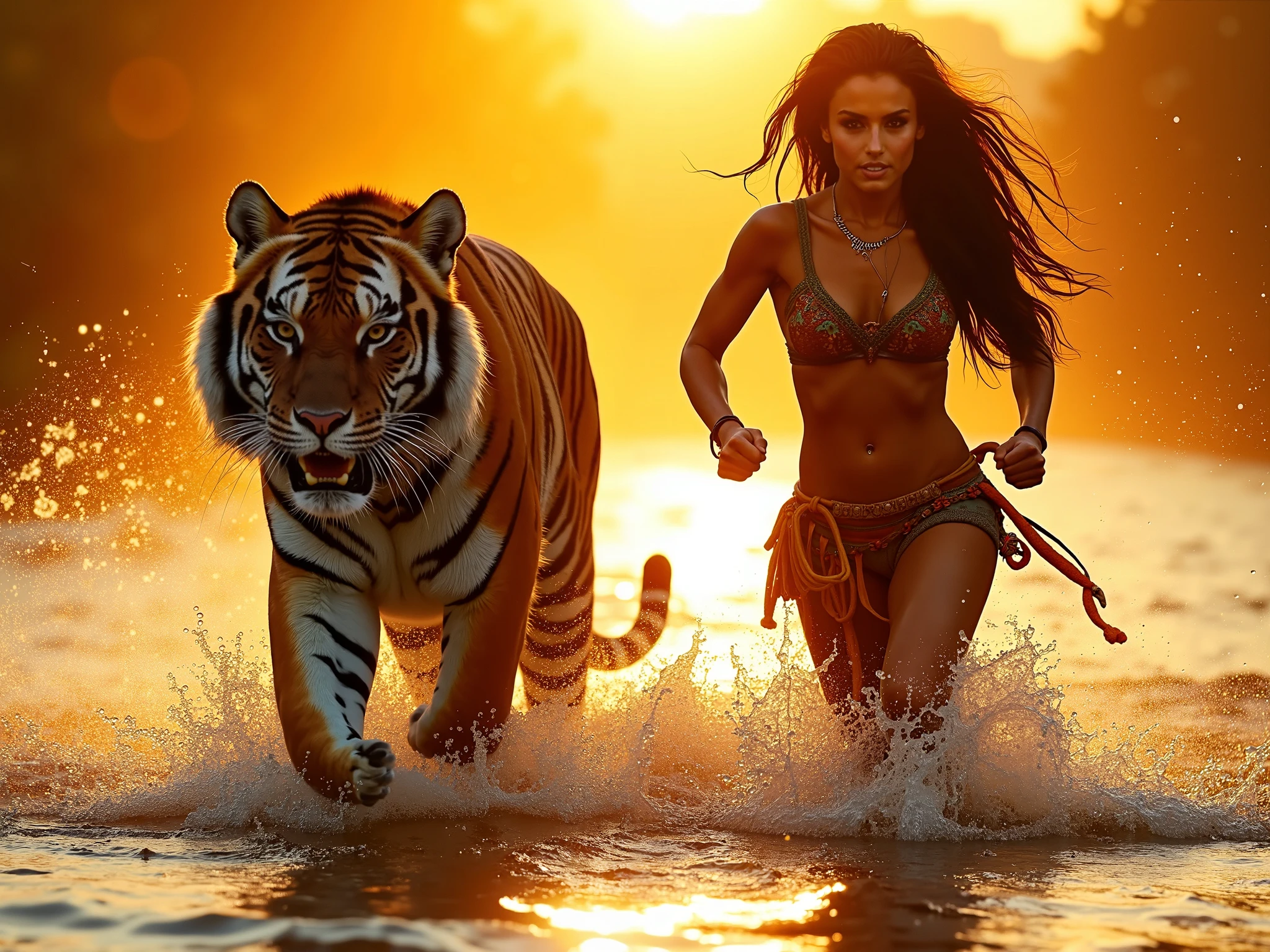 Cleopatra surfing on a black panther 
