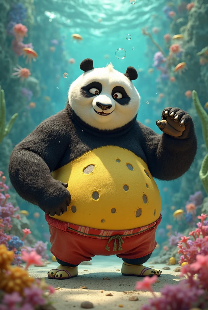 photorealistic portrait of Dressed animals - a (fat) panda swimmer,(hands on hips:1.5),(happy smile),(furry), high quality,(lovely) ,intricate details, highly detailed (Competitive black swimsuit), swimming cap and goggles, pool background, (happy), perfect lighting,(full body image:2.0)