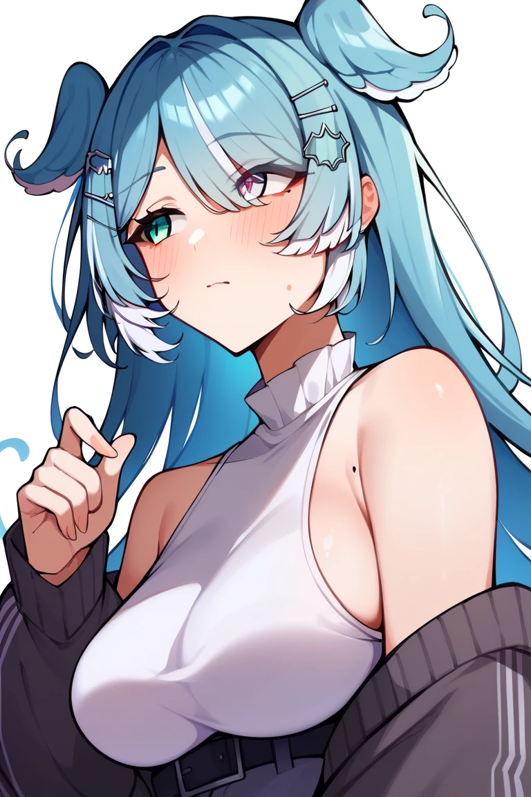 セクシーで可likeい女の子, Big Breasts,Nejire Hado, 1 girl, alone, Long Hair, chest, Looking at the audience,Captivating Gaze, blushing violently, Lips parted, Desperate, panicked, Well deep, Off-the-shoulder orange T-shirt, Exposing shoulders, One girl,heart-shaped pupils,nail,put your hand on your face, (blush:1.1),choker,Upper Body,trembling,Sweat,Sweatdrop,heart,(Speed Line:1.1), ((Heavy breathing:1.3)), like, heart,