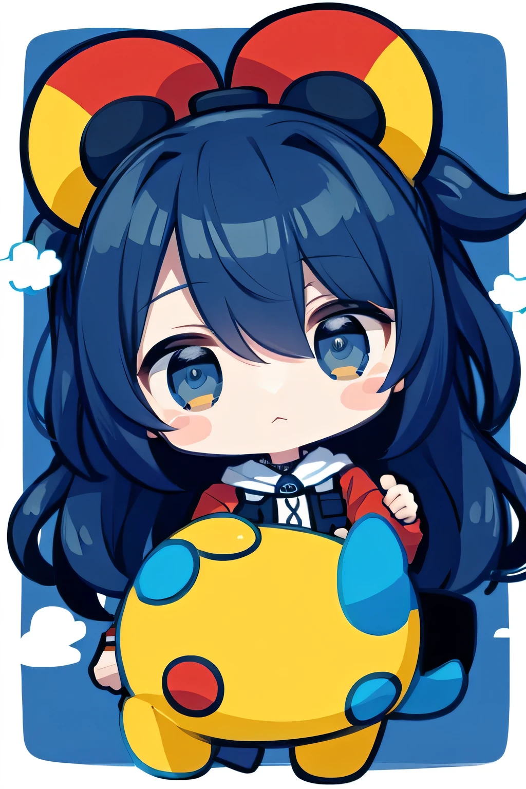 ( stickers ),#quality(8k,best quality, masterpiece),solo, #girl(cute, cute,small ,smile,Floating Hair,The hair color is space,twin tails,zombie skin , ghost skin ,Skin Color Blue ,pale skin,Eye color cosmic ,eyes are shining,big eyes,I'm in y,heavy metal costume, green,isolated on pink background,full body),#background(Monotony,pink,no background,isolated on pink background)