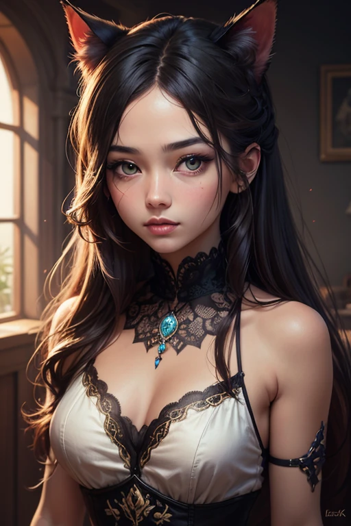 (best quality,4k,8k,highres,masterpiece:1.2),ultra-detailed,(realistic,photorealistic,photo-realistic:1.37),A girl with black cat,beautiful detailed eyes,beautiful detailed lips,extremely detailed eyes and face,longeyelashes,soft and shiny black fur,playful interaction between the girl and the cat,warm and gentle lighting,lovely and intimate atmosphere,enchanting background scenery,subtle color tones,whimsical art style,portraits