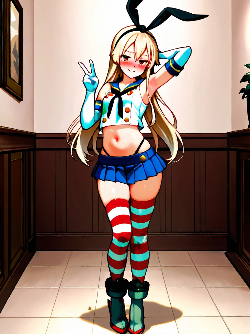 sm_tte, 1girl, blue skin, blonde hair, hat, looking at viewer, squatting, front view, spreading legs, platform heels, score_9, score_8_up, score_7_up,, panties,