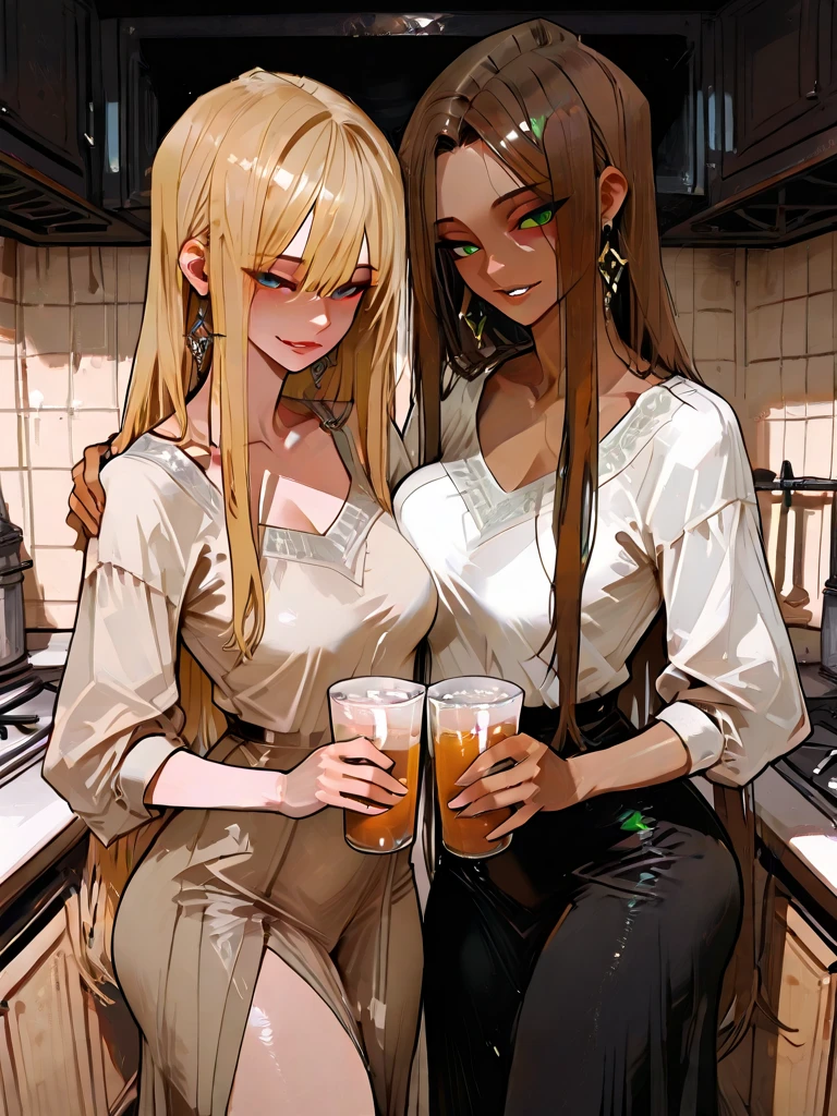Medieval women, Alone at the bar, Drinking alcohol, Bella, Blonde Hair