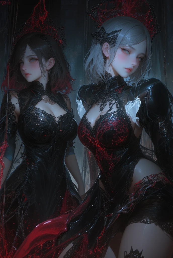 ((((Obra maestra, La mejor calidad, ultrahigh resolution)))), 1girl, standing,), ((long pure silver hair, hair over eye)), long hair cut, shiny skin, ((red eyes)), glowing_eyes, neon eyes, (ultra detailed eyes:0.7, beautiful and detailed face, detailed eyes:0.9), ((centered)), smirk, facing viewer, ((vibrant background, dark lighting, summer, sunlight)), large chested, looking at viewer, ((half closed eyes)), ((perfect hands)), (((head:1, arms, hips in view, elbows, in view))), ((hands behind back)), empty eyes, beautiful lighting, ((outside, outdoors)), defined subject, head tilt, (((gritty)), ((creepy)), ((cool)), ((beautiful)), (((SFW))), hair ornament, petals in the air, moon in the sky, city, mature woman, adult woman, sfw, pink and white dress, night dress, she is a princess