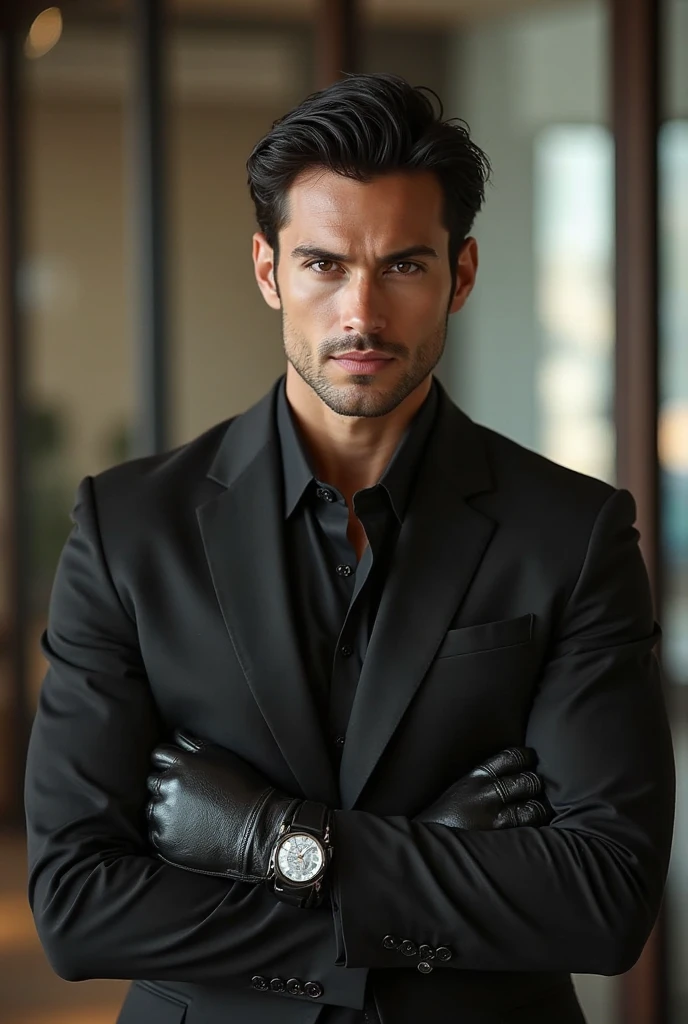 Create a hot man and black cat