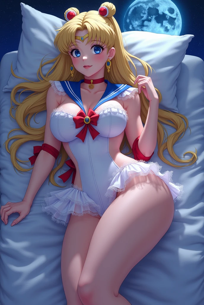 ((NSFW)),(Best Quality:1.4), High resolution, masterpiece, 4k, ultra detailed, intricate detail,1 girl,, Tsukino Usagi.raised skirt, white panties