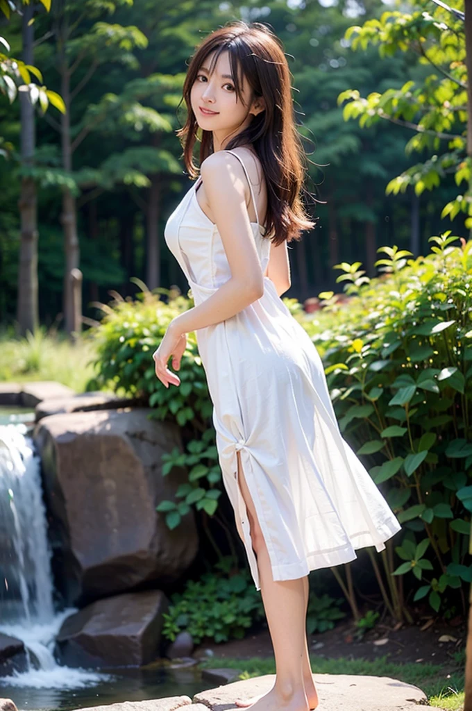 (Highest quality, masterpiece, Ultra-high resolution), whole body、Show your shoulders、The sheer dress of an ancient Amazon queen、Professional camera work:1.4, Very detailedな肌と顔の質感:1.3, Cultivate light effects, Very detailed, Model body type、Beautiful girls、attractive appearance:0.8 necklaces、Looking at the audience、Inviting eyes、 (Detailed face:1,5), (Beautiful Eyes:1.5)、belly button、thigh、look back、(Buckshot, Beautiful back)、Tilt your hips、Stick your butt out、(Photograph from head to thigh:1.5)