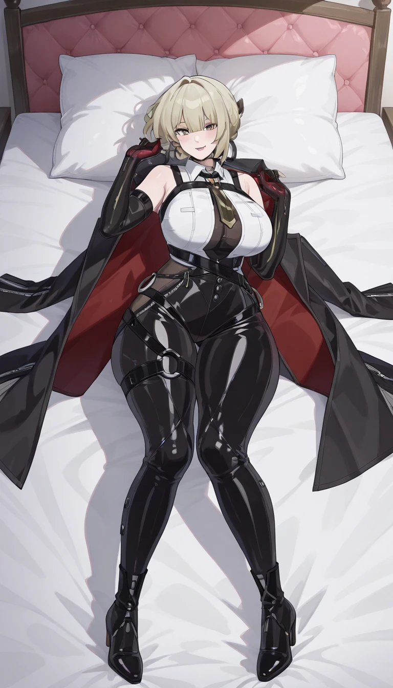 blacksilk,Long legs,huge tit,Lie down in bed,lewd nun