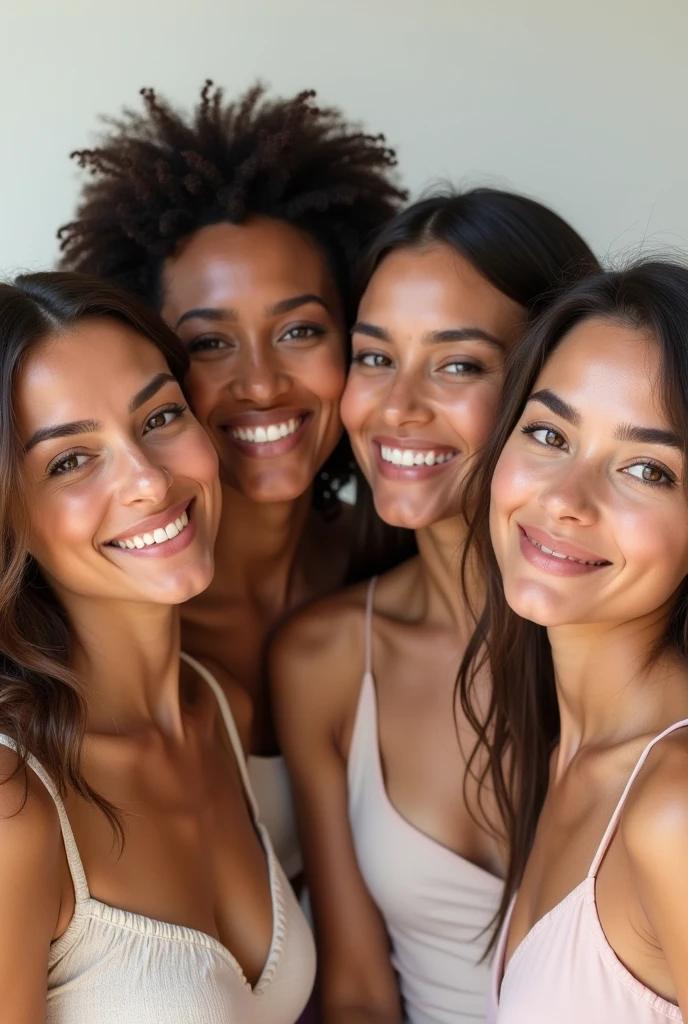 happy, tanned women relaxing at La Belle Bronze beauty clinic.” 