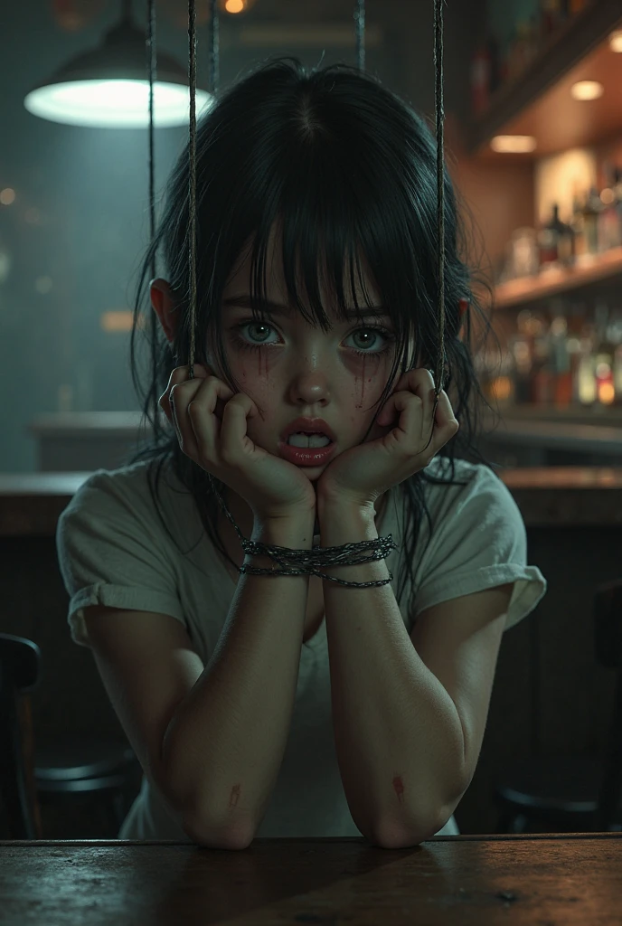 score_9, score_8_up, score_7_up, BREAK,rape by a sex machine, classmate girl in dark side of school,sex,cum,,vaginal,leg,short messy hair, small breasts exposed, big metallic dick, suspended in the air , perfect face details. Big blue eyes,
(((deepthroat:1.4))
vacuum machines sucking her nipples
(((suspended in the air by chains)))
(((teen girl:1.4)))
(((19 years old girl:1.5)))